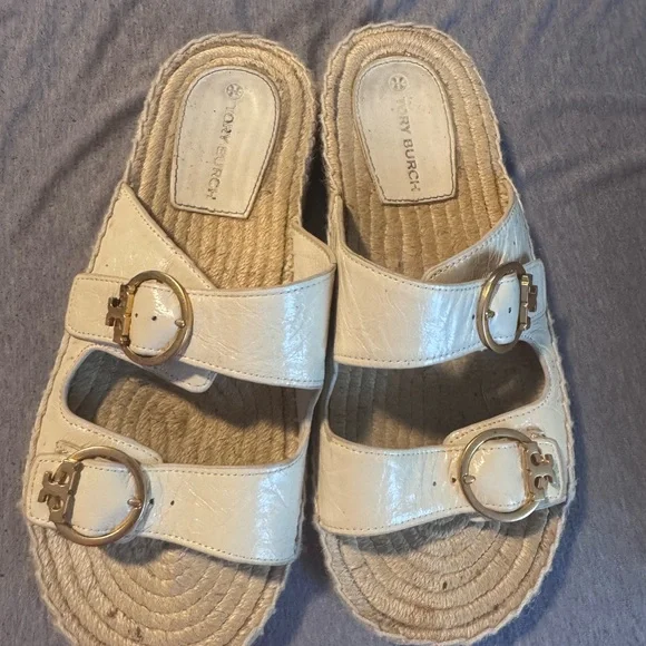 Tory Burch Cream Slide Sandals - Picture 1 of 3